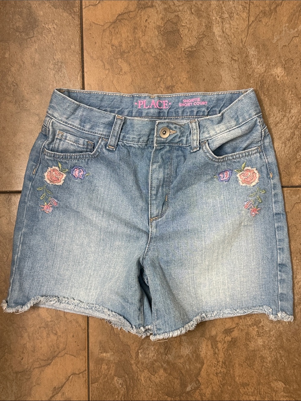 The Children's Place Light Blue Embroidered Denim Shorts